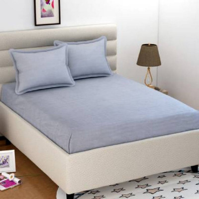 Pahwa Collection 144 TC Cotton Double Solid Flat Bedsheet(Pack of 1, Grey)