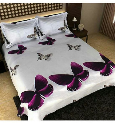 LOXICA 160 TC Cotton Double 3D Printed Flat Bedsheet(Pack of 1, Red)