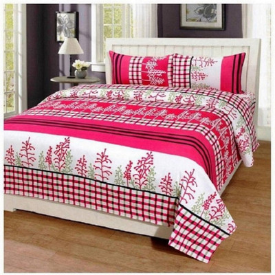 FABFASO 160 TC Cotton Double Printed Flat Bedsheet(Pack of 1, Multicolor)