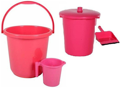 YASHODEEP PLASTIC Bathroom Set Combo With 16L Bucket and Accessories Plastic UNBREAKABLE PRODUCT 16 L Plastic Bucket(Pink)