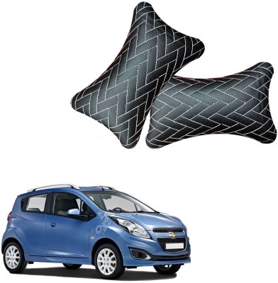 AutoKraftZ Black Leatherite Car Pillow Cushion for Chevrolet(Rectangular, Pack of 2)