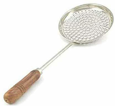 Aglor Stainless Steel Boondi Jhara with Wooden Handle Size Collapsible Strainer(Steel Pack of 1)