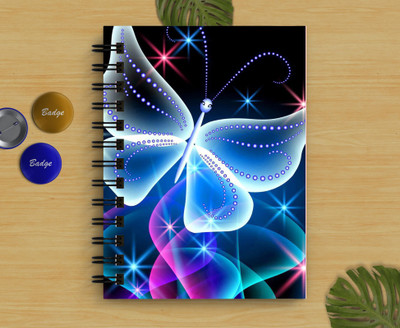 DI-KRAFT LED Butterfly Printed Regular Notebook A5 Diary Unruled 160 Pages(Multicolor)