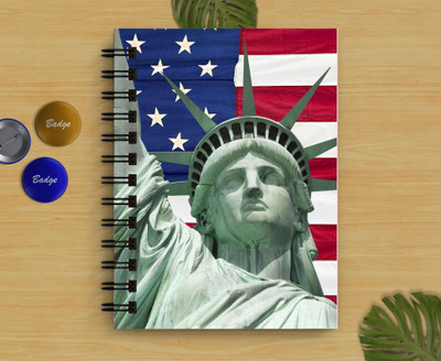 DI-KRAFT American Flag with statue Printed Regular Notebook A5 Diary Unruled 160 Pages(Multicolor)