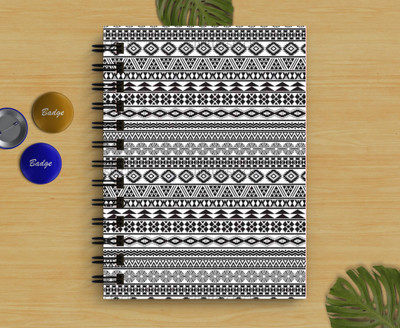 DI-KRAFT Black Lines Printed Regular Notebook A5 Diary Unruled 160 Pages(White)