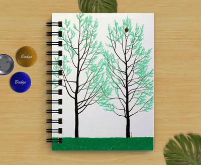 DI-KRAFT Tree Printed Regular Notebook A5 Diary Unruled 160 Pages(White)