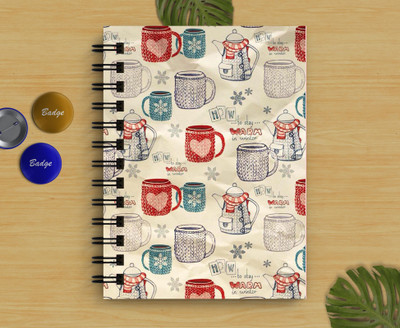 DI-KRAFT Multi Cup Printed Regular Notebook A5 Diary Unruled 160 Pages(Multicolor)