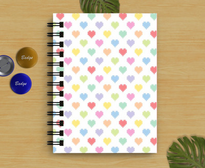 DI-KRAFT Small Heart Printed Regular Notebook A5 Diary Unruled 160 Pages(White)