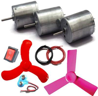 Mallexo Design Your Cool Summer Toy Fan for Kids with Big Motor 6-12V with 8000 RPM and Large Propeller Set Multi-Color Science Project Kit for School or Motor Toys for Kids Educational Electronic Hobby Kit