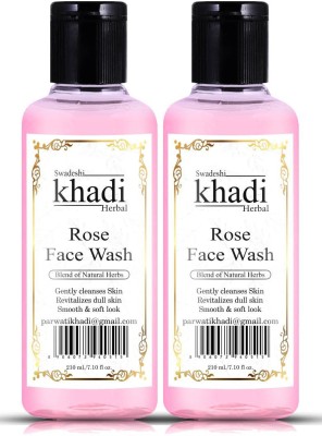 SWADESHI KHADI HERBAL Rose  with Blend of Natural Herbs Revitalizes Dull Skin (Pack of 2) Face Wash(420 ml)