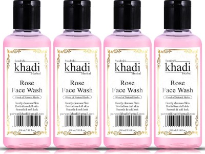 SWADESHI KHADI HERBAL Rose  with Blend of Natural Herbs Revitalizes Dull Skin (Pack of 4) Face Wash(840 ml)