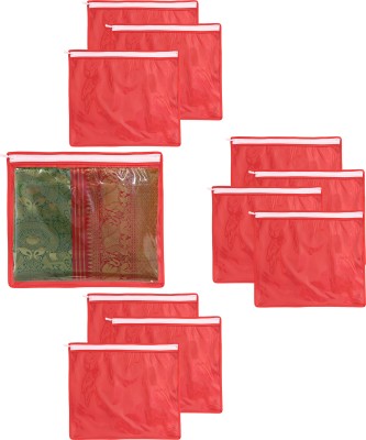 Radhe Hub R10 garment cover Plain Pack Of 10 Pieces Single Non woven Saree Cover Bags Packaging Storage Cloth Clear Plastic Zip Garment Cover (Red) Plain Pack Of 10 Pieces Single Non woven Saree Cover Bags Packaging Storage Cloth Clear Plastic Zip Garment Cover (Red) 010(Red)