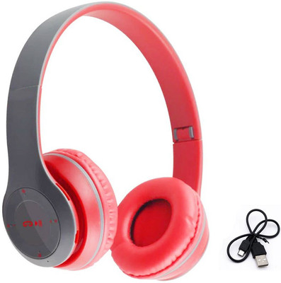 RENTOOR LOW PRICE Foldable Wireless/Gaming /Gym /Thumping Bass Sound Headphone Bluetooth(Red, On the Ear)