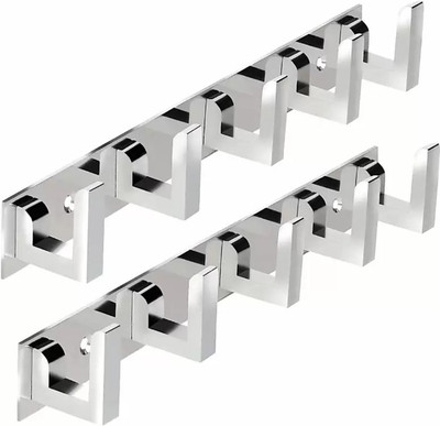 deeplax Door Hook Cloth Hanger Bathroom Wall Hooks wall Hanger keys Holder Steel Hooks Hook Rail Hooks khunti flora 6 pin (chrome finished) (Pack of 2) Hook Rail 6(Pack of 2)
