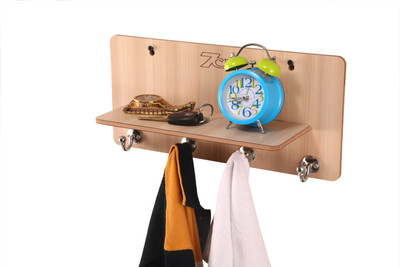 7CR Key holder (Full shelf-4B) Wood Key Holder(4 Hooks, Beige)