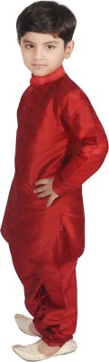 SG YUVRAJ Boys Festive & Party Kurta and Pyjama Set(Maroon Pack of 1)