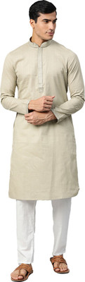 Manthan Men Solid Straight Kurta(Grey)
