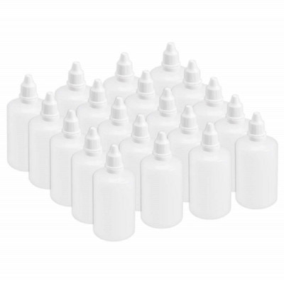 HOMEOTRADE 100 ML Plastic Squeezable Liquid Bottle Dropper with Cap 100 ml Bottle (Pack of 50, White, Plastic) Laboratory Dropper Bottle(Plastic 100 ml Pack of50)