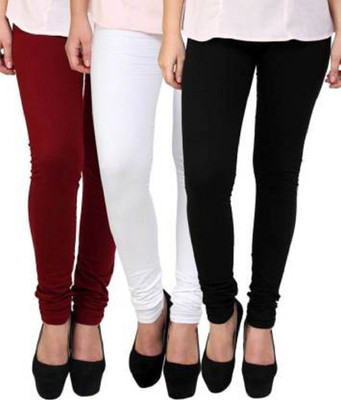 parisidh Churidar  Ethnic Wear Legging(Maroon, White, Black, Solid)