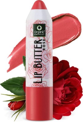 Organic Harvest Rose Lip Butter | Lip Balm for Girls | Lip Care For Dark Lips | Paraben & Sulphate Free | Colored Lip Balm for Dry & Chapped Lips Rose(Pack of: 1, 4 g)