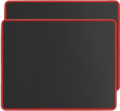 RiaTech 2 Pack Gaming Mouse Pad for Laptop/Computer with Stitched Edges and Non Slippery Rubber Base - Black with Red Border 250 x 210 x 2mm Mousepad(Black, Red)