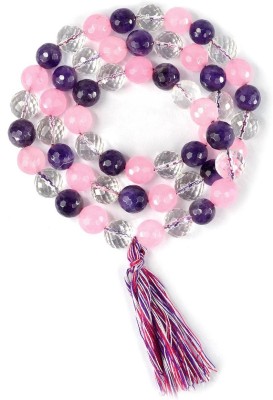 REIKI CRYSTAL PRODUCTS Natural Amethyst, Clear Quartz Mind Body Soul Crystal Stone Mala For Unisex Beads, Rose Quartz, Amethyst, Crystal, Quartz Crystal Chain