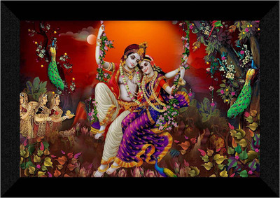 saf Radha Krishna Digital Reprint 14 inch x 20 inch Painting(With Frame)
