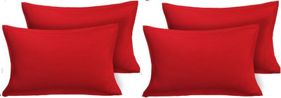GKM Microfibre Solid Sleeping Pillow Pack of 4(Red)