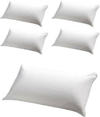AerinArts Polyester Fibre Stripes Sleeping Pillow Pack of 5(White)