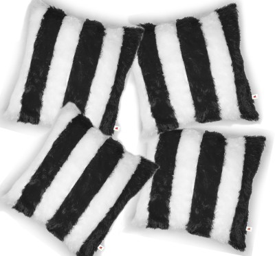 Wondershala Fur Cushions Cover(Pack of 4, 40 cm*40 cm, Black, White)