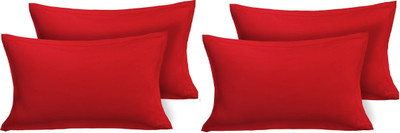 Changers Microfibre Solid Sleeping Pillow Pack of 4(Red)