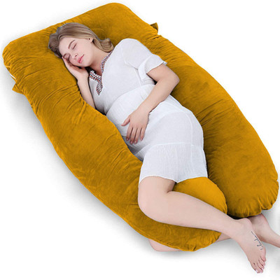 WILD MINT Microfibre Pregnancy Pillow Pack of 1 Solid Luxurious U Velvet(Gold)