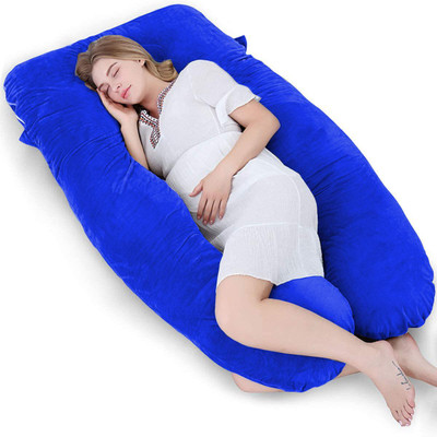 Daddy Cool Luxurious U Velvet Microfibre Solid Pregnancy Pillow Pack of 1(Royal Blue)