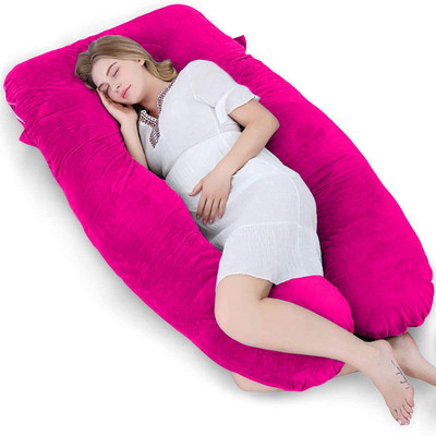 WILD MINT Microfibre Pregnancy Pillow Pack of 1 Solid Luxurious U Velvet(Rani Pink)