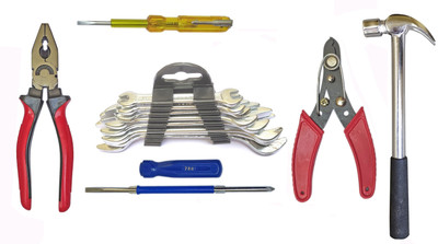 Inditrust Hand tool set Plier Claw Hammer Tester 2in1 Screwdriver Wire cutter and 8pc Wrench (Pack of 6 set) Hand Tool Kit(13 Tools)