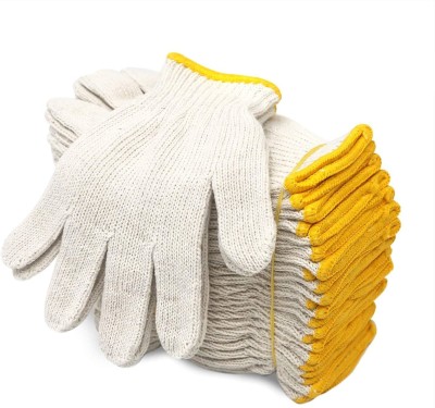 uptodatetools Cotton Polyester String Knit Shell Safety Protection Work Gloves for Painter Mechanic Industrial Warehouse Gardening Construction Men & Women 12 Pairs Wet and Dry Glove Set(Medium Pack of 12)