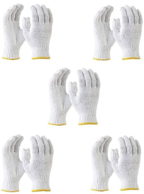 RBGIIT RSWH_ Reusable Washable Knitted Cotton Hand Gloves For Uses In Contruction Fire Safety Kitchen Cutting Vegetable Farmer Indrusty Worker Chemical Aryan Steel Cutting Safe Fingre And Arms Protective Protection Gloves Men Women Season Winter Cold Storage Bundle167 Kevlar  Safety Gloves(Pack of 1