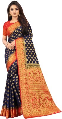 DHRUVIL TEXTILES Woven Banarasi Cotton Silk Saree(Multicolor)