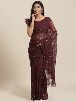Ratnavati Embellished Bollywood Net Saree(Maroon)