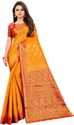 PICKWELL Self Design Banarasi Cotton Silk Saree(Multicolor)