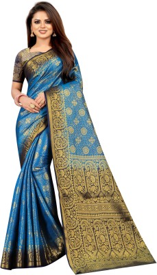 FINE WEAR Woven Banarasi Cotton Silk Saree(Multicolor)