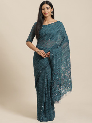 Ratnavati Embellished Bollywood Net Saree(Light Blue)