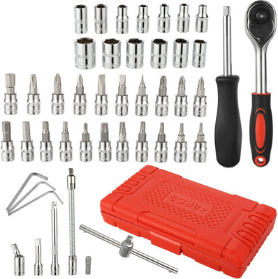 Gadariya King 46 in 1/4 Pcs Tool Kit & Screwdriver and Socket Set Multi Purpose Combination Tool Case Socket Set Combination Screwdriver Set(Pack of 1)