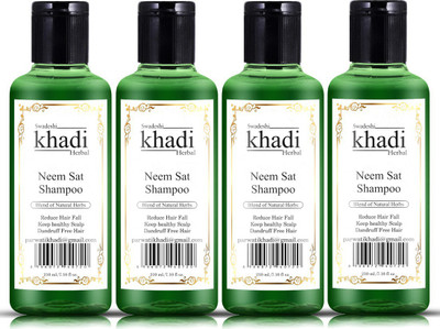 SWADESHI KHADI HERBAL Neem Sat Shampoo with Blend of Natural Herbs Keep Healthy Scalp (Pack of 4)(840 ml)