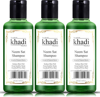 SWADESHI KHADI HERBAL Neem Sat Shampoo with Blend of Natural Herbs Keep Healthy Scalp (Pack of 3)(630 ml)