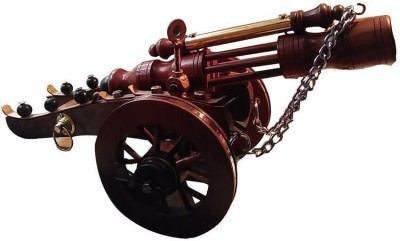 EAGELEYE CRAFT wooden shesham canon showpiece for living room Decorative Showpiece  -  5 cm(Brass, Wood, Brown, Gold)