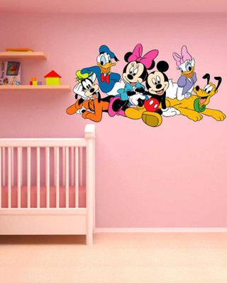Approach home Decor 60.11 cm mickey mouse donald duck goofy cartoons wall sticker 3d Self Adhesive Sticker(Pack of 1)