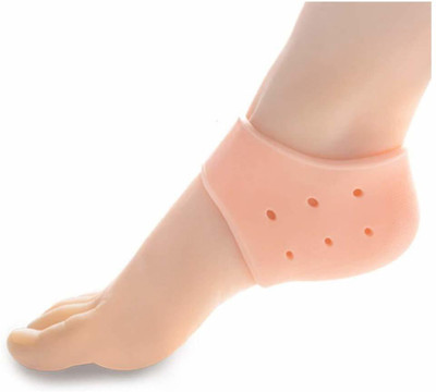 CareHut Moisturizing Silicon Gel Anti Crack Half Heel Socks for Swelling & Pain Relief Heel Support(Beige)