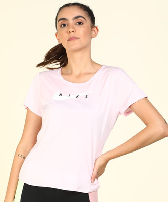 NIKE Solid Women Round Neck Red T-Shirt