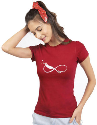 dreamkarts Printed Women Round Neck Red T-Shirt